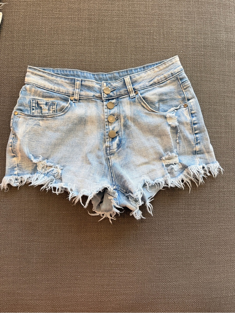 Medium Denim Jean Shorts High Rise Distressed Casual Summer Shorts